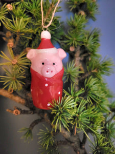 Pig in blanket ceramic hanging Christmas Tree Decoration