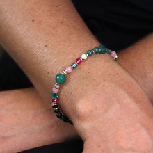 Load image into Gallery viewer, POM green and pink mix beaded crystal bracelet