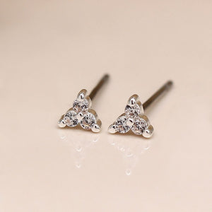 POM Silver plated triple star and triangle studs/earrings set