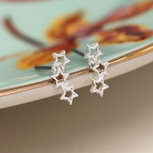 Load image into Gallery viewer, POM Silver plated triple star and triangle studs/earrings set