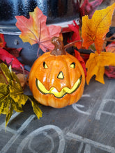 Load image into Gallery viewer, Ceramic pumpkin with LED light- Autumn/Autumnal/Halloween decoration