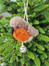 Load image into Gallery viewer, Felt Robin hanging Christmas tree decoration