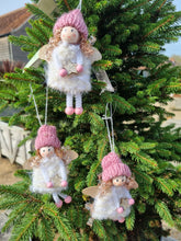 Load image into Gallery viewer, Angel in wooly hat Christmas tree decoration
