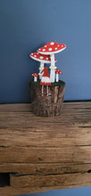 Load image into Gallery viewer, Shoeless Joe gonk sitting on log with toadstools -  Christmas decoration