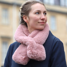 Load image into Gallery viewer, POM Supersoft faux fur dusky pink pull through ladies scarf