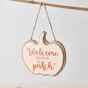 Welcome to our patch cream pumpkin hanging Autumn/Autumnal/Halloween decoration