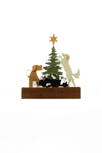 Shoeless Joe Dogs dressing the Christmas Tree standing decoration