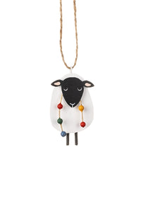 Shoeless Joe - hanging sheep wearing fairy lights - hanging Christmas tree Decoration