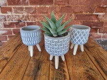 Load image into Gallery viewer, Grey Tripod indoor plant pot assorted design - 8.5cm
