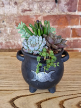 Load image into Gallery viewer, Triple Moon Cauldron Teracotta indoor plant pot - Halloween