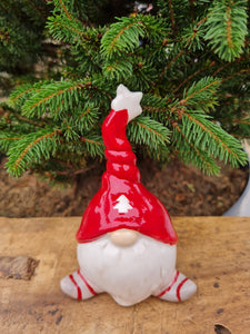 Santa Gonk with red star hat standing Christmas tree decoration