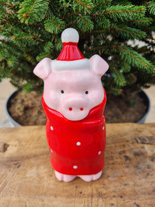 Pig in blanket ceramic standing Christmas Decoration