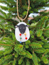 Load image into Gallery viewer, Shoeless Joe - hanging sheep wearing fairy lights - hanging Christmas tree Decoration