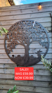 Extra large Rustic - The Hare, Hedgehog and the Snail Tree of life wall plaque /wall art
