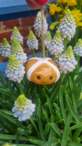 Ceramic hot cross bun hanging Easter Tree decoration