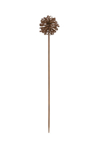 Rustic metal Dhalia flower on stake - garden ornament/feature