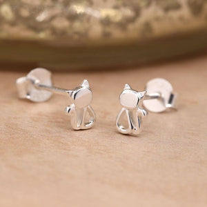 POM Sterling Silver Cat studs earrings
