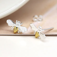 Load image into Gallery viewer, POM Sterling Silver Bee stud earrings with gold plated body