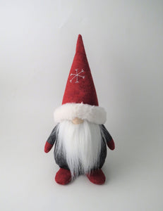 Medium Red and grey gonk with snowflake hat - Christmas Decoration 35cm