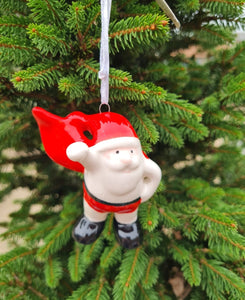Super Hero Santa ceramic hanging Christmas tree decoration