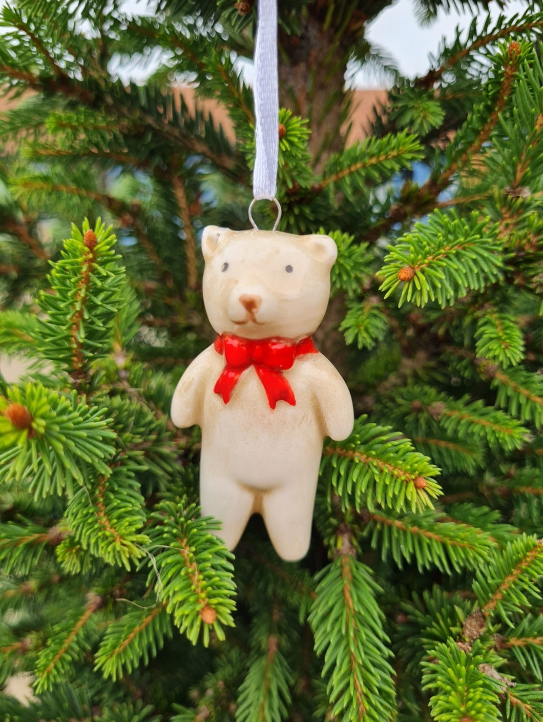 Ceramic Teddy Bear hanging Christmas Tree decoration
