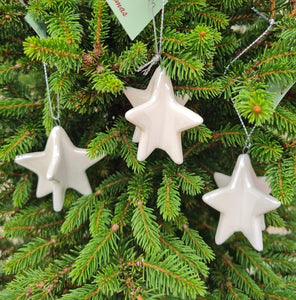 White ceramic 3D star - hanging Christmas Tree decoration