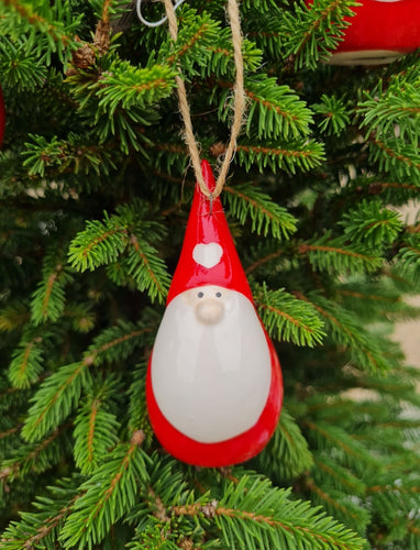 Red and White Gonk heart hat - hanging Christmas tree decoration