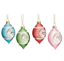 Load image into Gallery viewer, Vintage Concave Indented Pastel coloured Christmas Baubles set of 4