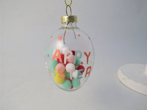 Glass Happy Easter pom pom Easter tree hanging decoration