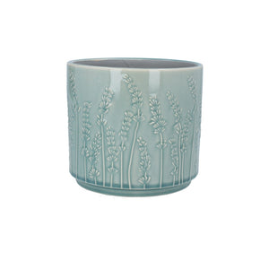 Gisela Graham Blue Lavender Flower ceramic indoor plant pot