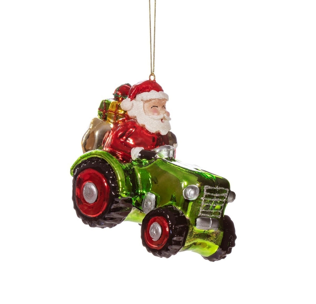 Sass and Belle Festive Tractor with santa Shaped Christmas Tree Bauble/Decoration