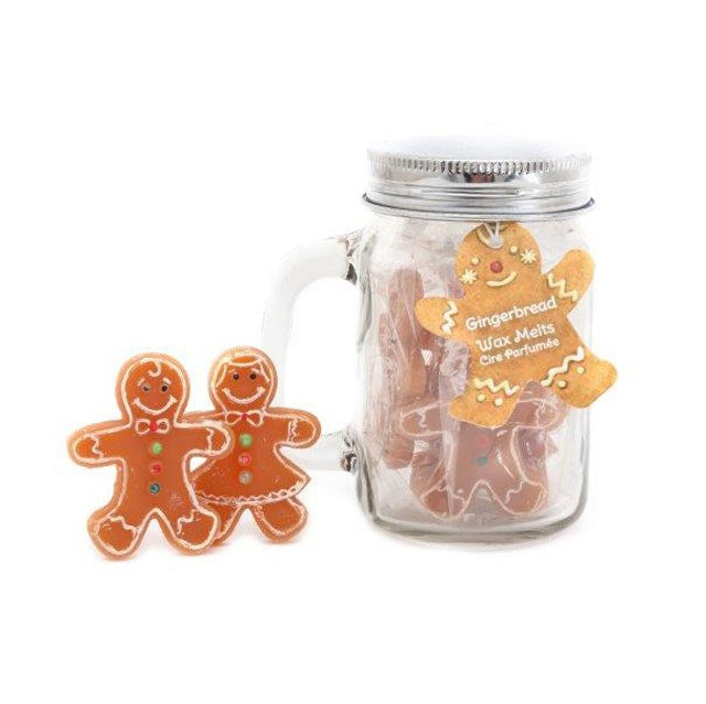 10 Gingerbread Men Wax Melts in Mason glass jar