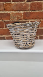 Rattan tapered basket woven planter/plant pot indoor or outdoor