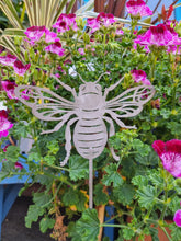 Load image into Gallery viewer, Metal Bee on a stick - garden decoration