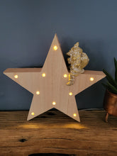 Load image into Gallery viewer, *DAMAGE REPAIRED/SECOND Light up wooden star with gold santa