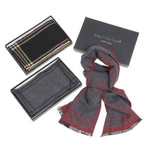 Equilibrium Mens boxed 4 stripes scarf in box
