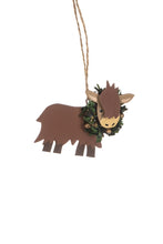 Load image into Gallery viewer, Shoeless Joe Highland cow baby -  hanging Christmas Tree decoration
