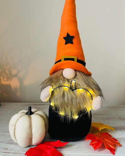Halloween/Autumn/Autumnal Gonk decoration with light up LED pumpkin