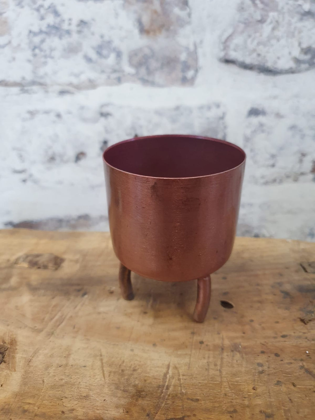 Dobra Rose gold metal indoor plant pot