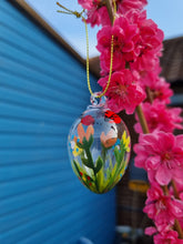 Load image into Gallery viewer, Glass mini Easter egg ladybird hanging decoration
