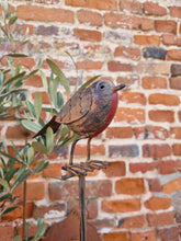 Load image into Gallery viewer, Metal Robin on a stick Garden Ornament