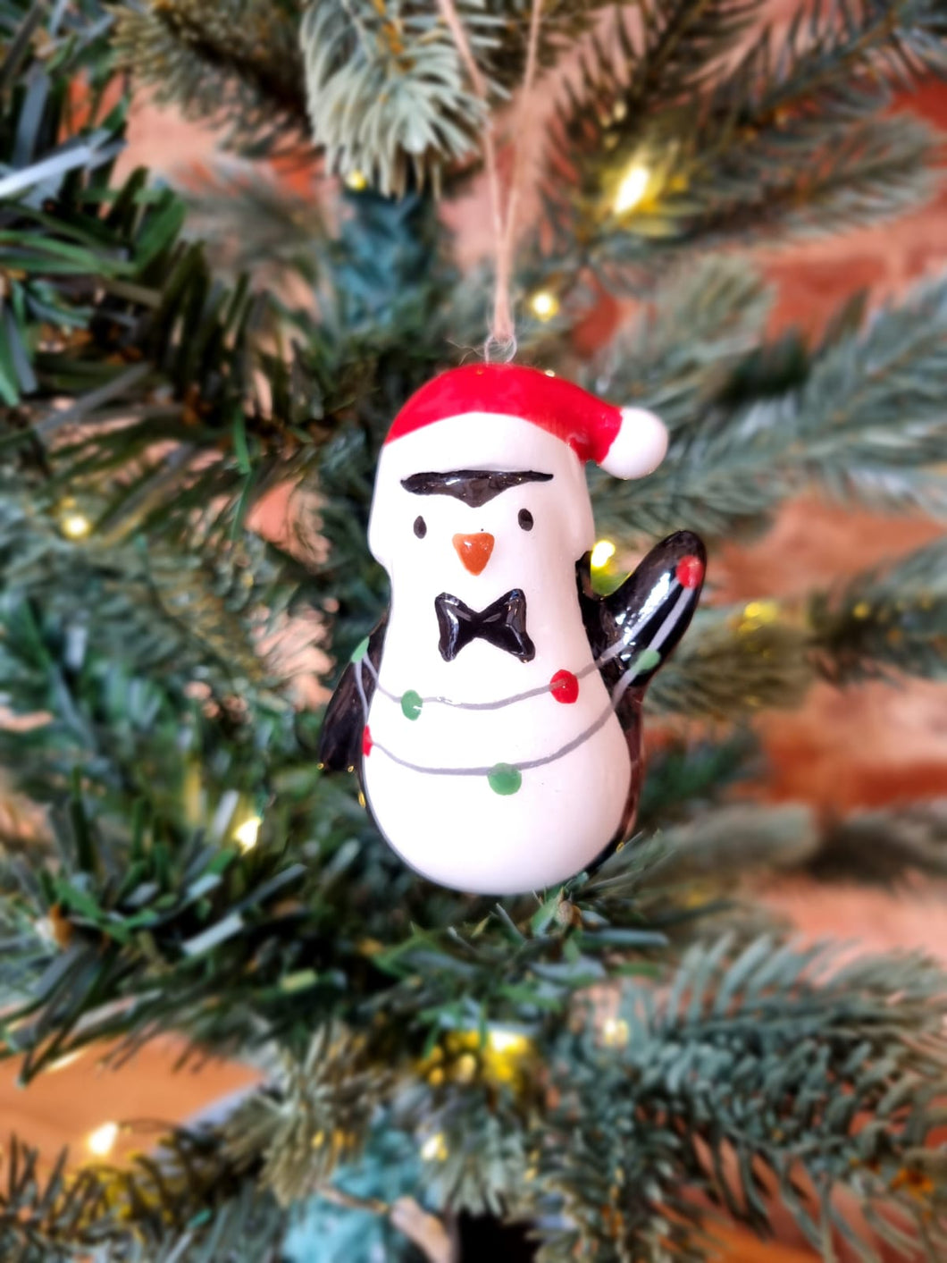Fun Ceramic Penguin hanging Christmas Tree decoration