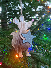 Load image into Gallery viewer, Rustic wood mouse hanging Christmas Tree decoration