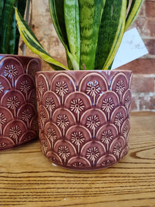 Gisela Graham Purple Flower Arc ceramic indoor plant pot