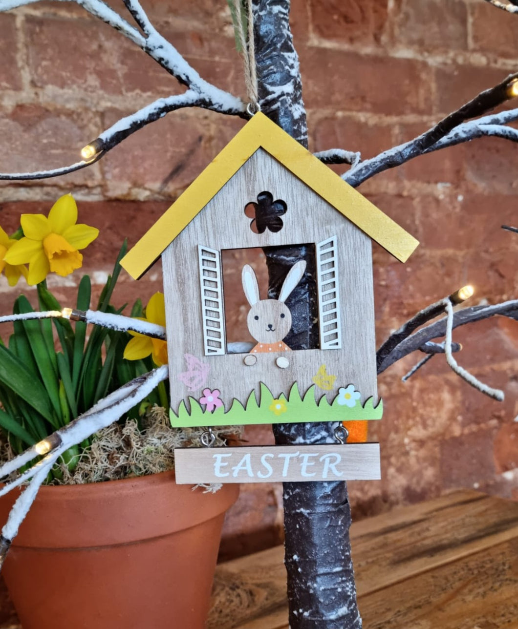 Easter bunny rabbit in window - hanging decoration