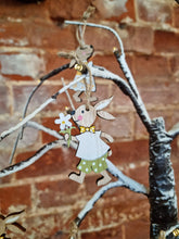 Load image into Gallery viewer, Wooden Easter bunny boy and girl hanging decorations