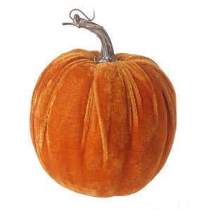 Small orange velvet pumpkin - Autumn/Halloween decoration
