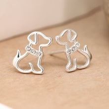 Load image into Gallery viewer, POM Sterling Silver labrador crystal stud earrings