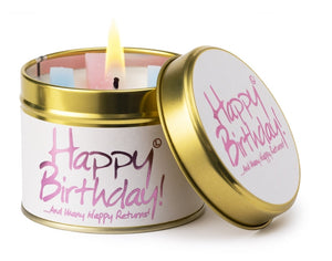 Lily-Flame Candle in tin - Happy Birthday