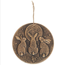 Load image into Gallery viewer, Moon shadows bronze hares plaque garden decoration